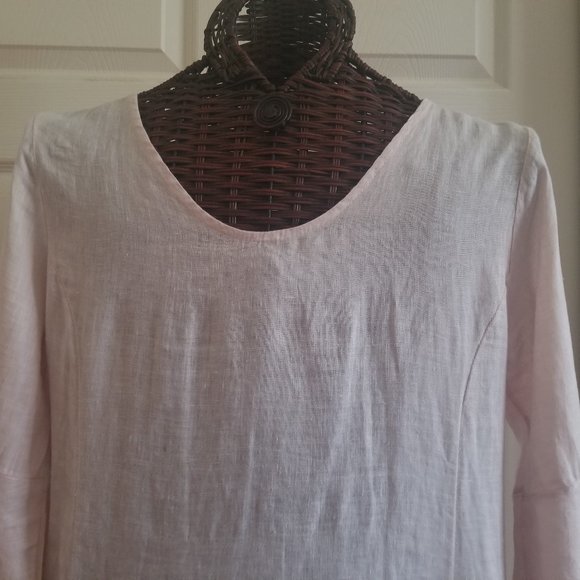 LUNGO L'ARNO Linen Swing Dress with Bell Sleeves - Picture 4 of 11